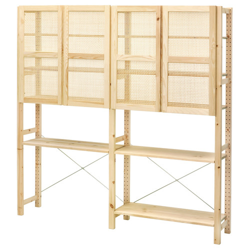 IVAR Storage combination with doors, pine, 174x30x179 cm