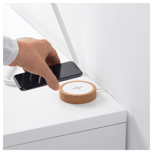 NORDMÄRKE Wireless charger, white, cork