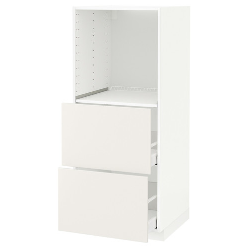 METOD / MAXIMERA High cabinet w 2 drawers for oven, white, Veddinge white, 60x60x140 cm