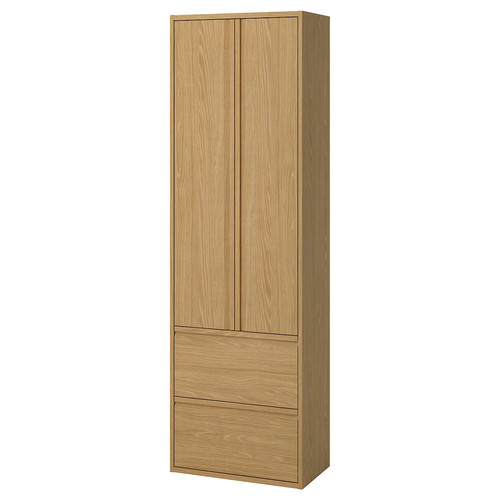 ÄNGSJÖN High cabinet with doors/drawers, oak effect, 60x35x195 cm