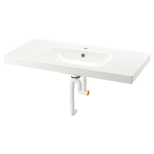 ORRSJÖN Wash-basin with water trap, white, 102x49 cm