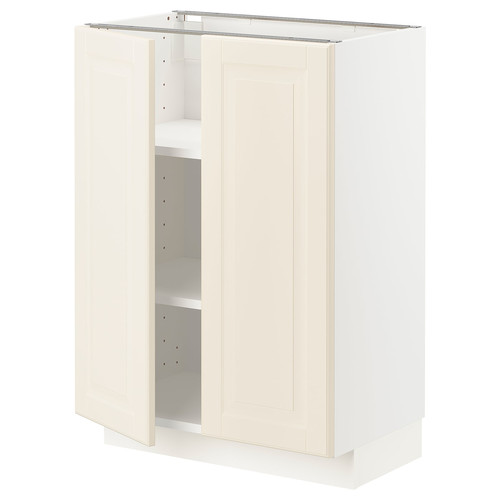 METOD Base cabinet with shelves/2 doors, white/Bodbyn off-white, 60x37 cm