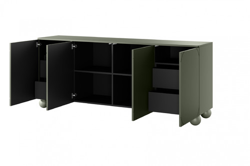 Cabinet Sonatia II 200 cm, with internal drawers, olive