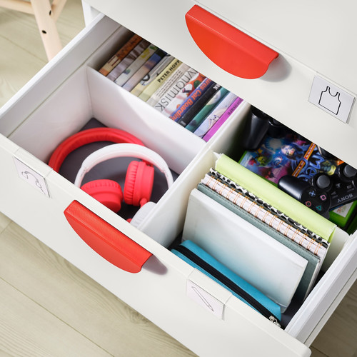 SMÅSTAD Loft bed, white blackboard surface/with desk with 4 drawers, 90x200 cm