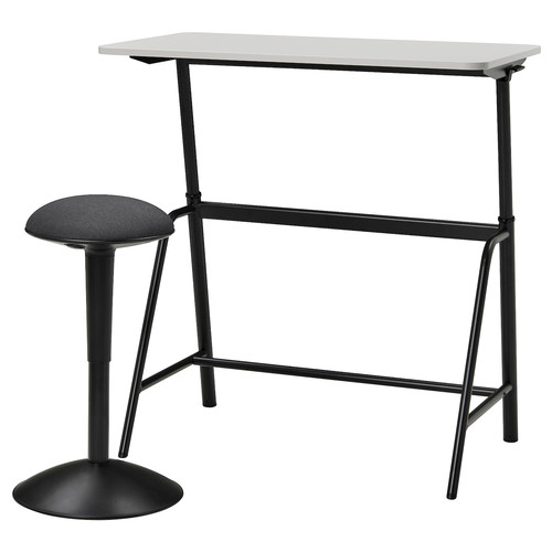 GLADHÖJDEN / NILSERIK Table and sit/stand support, anthracite/grey