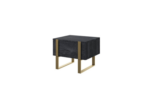 Nightstand Bedside Table Verica Set of 2, charcoal/gold legs