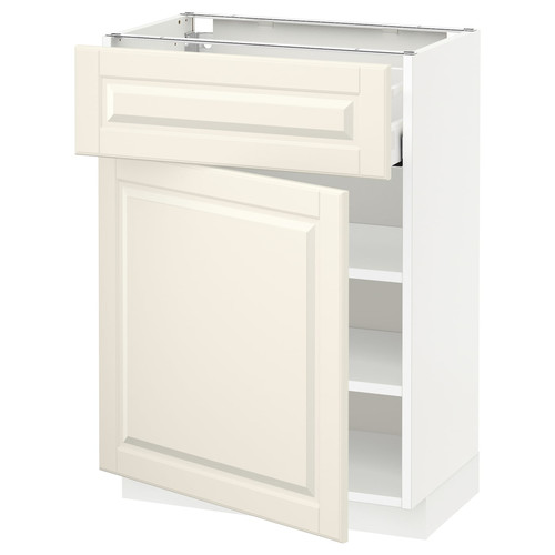 METOD / MAXIMERA Base cabinet with drawer/door, white/Bodbyn off-white, 60x37 cm