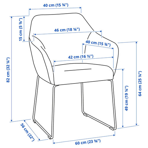 TOSSBERG Chair, black metal, gray