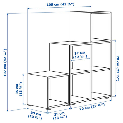 EKET Cabinet combination with feet, white/walnut effect, 105x35x107 cm