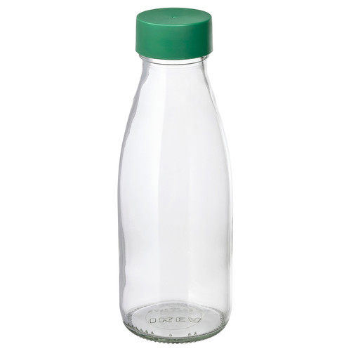 SPARTANSK Water bottle, clear glass/green, 0.5 l