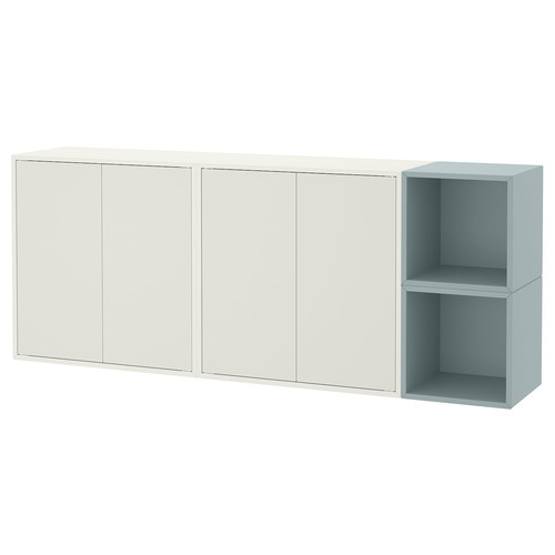 EKET Wall-mounted cabinet combination, white/light grey-blue, 175x35x70 cm