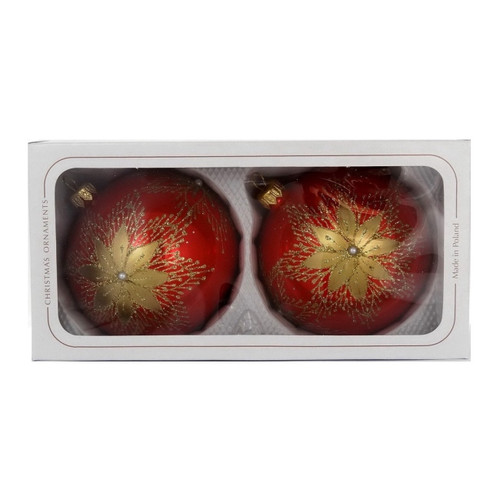 Christmas Baubles 10cm 2pcs, red, gold