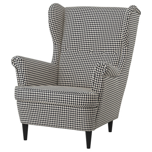 STRANDMON Wing chair, Vibberbo black/beige