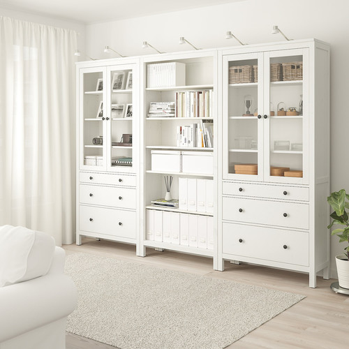 HEMNES Storage combination w doors/drawers, white stain, 270x197 cm