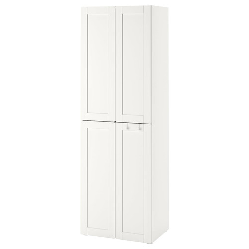 SMÅSTAD / PLATSA Wardrobe, white with frame/with 2 clothes rails, 60x57x181 cm