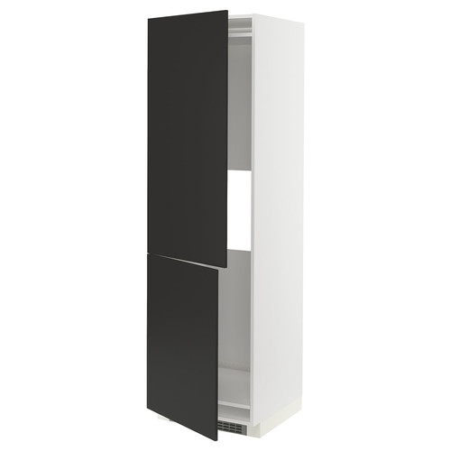 METOD Hi cab f fridge or freezer w 2 drs, white/Nickebo matt anthracite, 60x60x200 cm