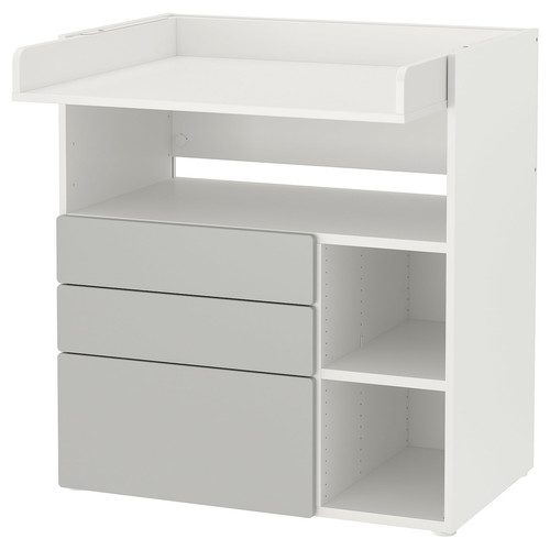 SMÅSTAD Changing table, white grey/with 3 drawers, 90x79x100 cm