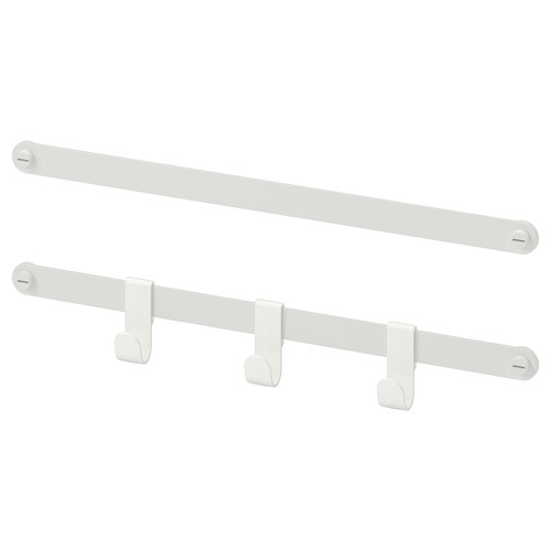 HJÄLPA 2 suspension rails + 3 hooks, white, 40 cm