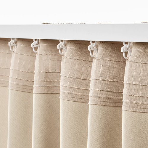 ANNAKAJSA Room darkening curtains, 1 pair, beige, 145x300 cm