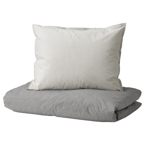 BLÅVINDA Quilt cover and pillowcase, grey, 200x150 cm/50x60 cm