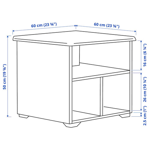 SKRUVBY Coffee table, black-blue, 60x60 cm