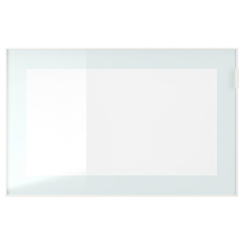 BESTÅ Shelf unit with glass doors, white stained oak effect Glassvik/white/light green clear glass, 120x42x38 cm