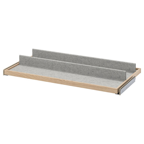 KOMPLEMENT Pull-out tray with shoe insert, white stained oak effect/light grey, 100x58 cm