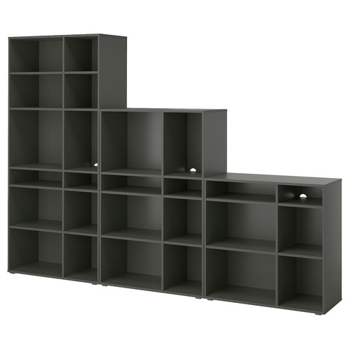 VIHALS Shelving combination, dark grey, 286x37x200 cm