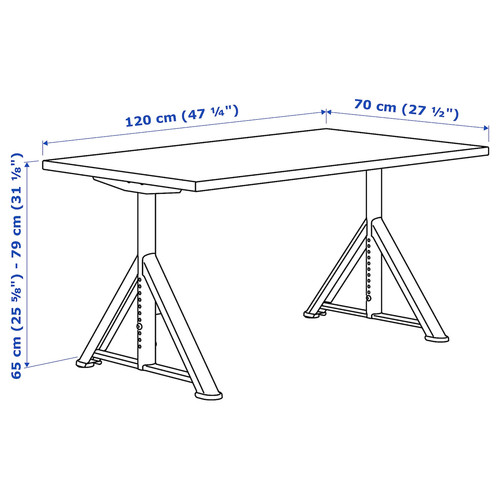 IDÅSEN Desk, black/beige, 120x70 cm