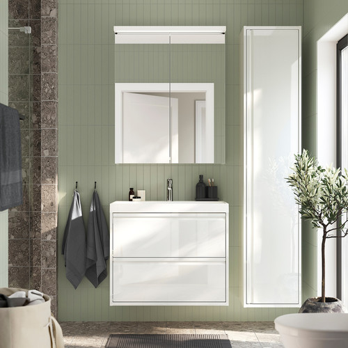 LETTAN Mirror cabinet with doors, mirror effect/mirror glass, 80x15x95 cm