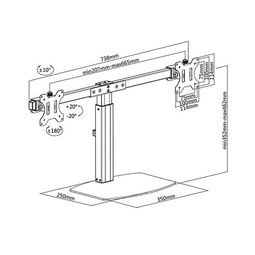 MacLean Monitor Bracket Holder for 2 Monitors 17-27" ER-411