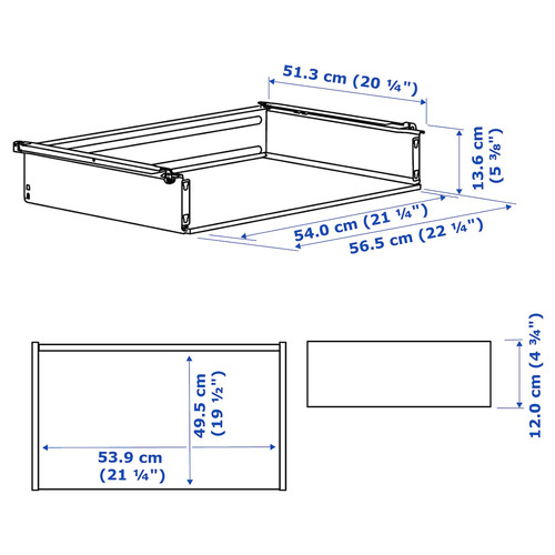 HJÄLPA Drawer without front, white, 60x55 cm
