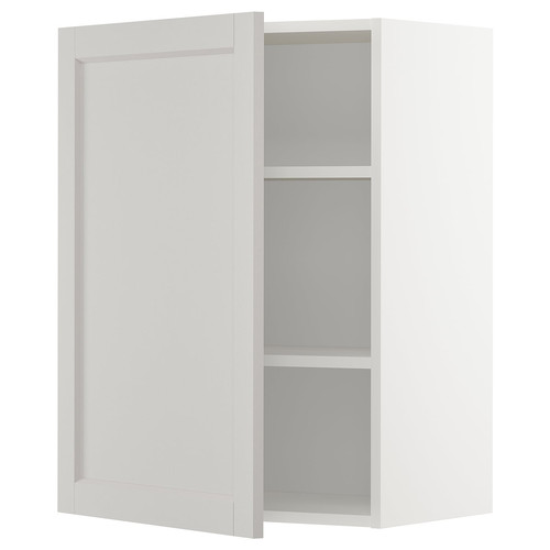 METOD Wall cabinet with shelves, white/Lerhyttan light grey, 60x80 cm