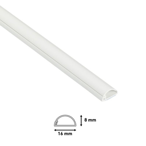 Cable Cover Strip D-line 16x8x1000 mm, semi-circular, white