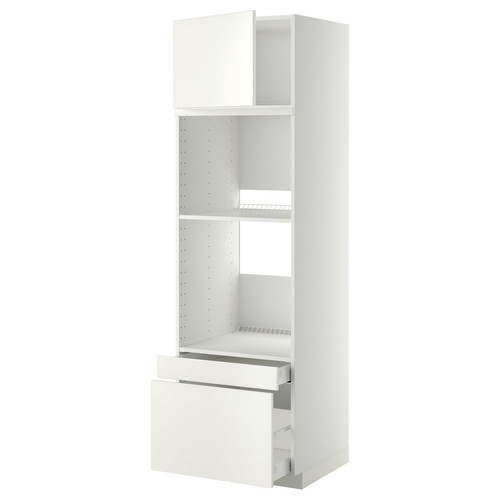 METOD / MAXIMERA Hi cab f ov/combi ov w dr/2 drwrs, white/Veddinge white, 60x60x200 cm