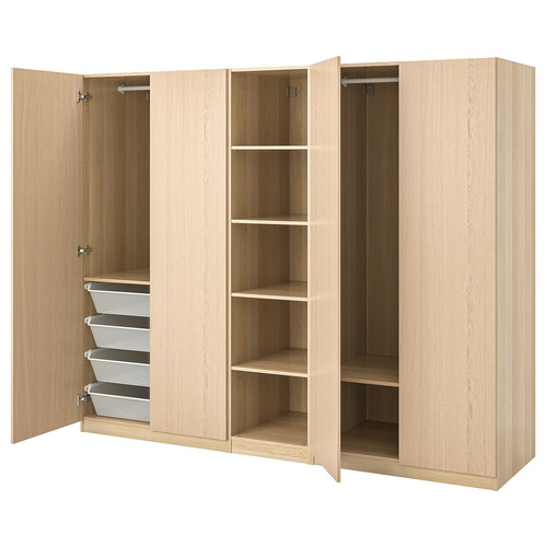 PAX Wardrobe, white stained oak effect, Forsand white stained oak effect, 250x60x201 cm