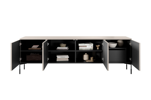 Four-Door TV Cabinet with Drawer Unit Sonatia 200, cashmere