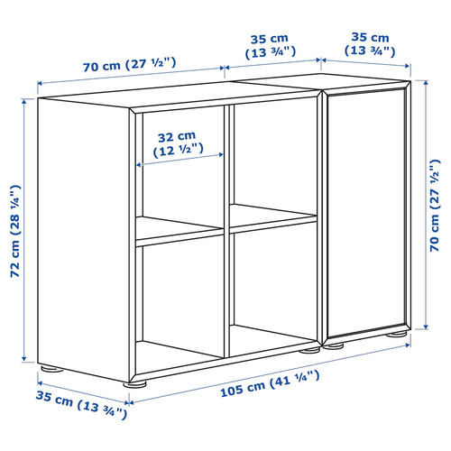 EKET Storage combination with feet, white/dark grey, 105x35x72 cm