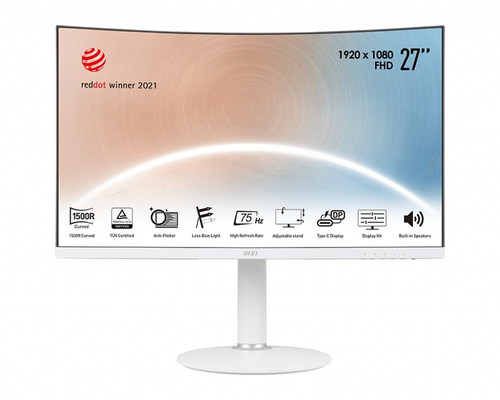 MSI 27" Curved Monitor Modern MD271CPW LED FHD NonTouch 75Hz, white