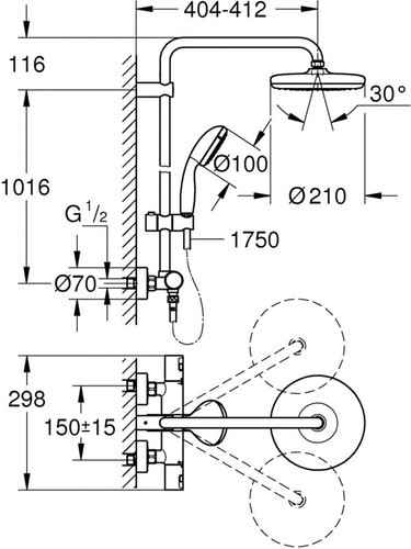 Grohe Thermostatic Mixer Shower Vitalio Start dia. 21 cm