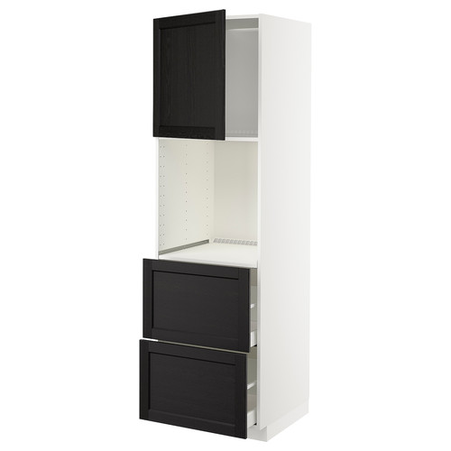 METOD / MAXIMERA Hi cab f ov w dr/2 frnts/2 hi drwrs, white/Lerhyttan black stained, 60x60x200 cm