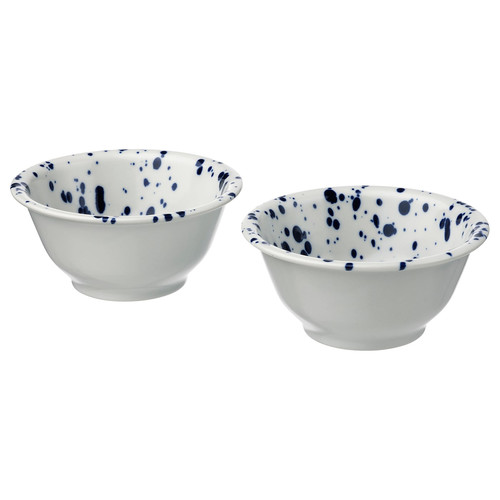 SILVERSIDA Bowl, patterned/blue, 14 cm, 2 pack