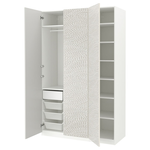 PAX / MISTUDDEN Wardrobe combination, white/grey patterned, 150x60x236 cm