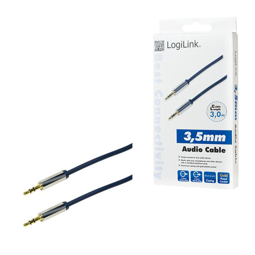 LogiLink Audio Cable 3.5 Stereo M/M, straight, 3m, blue