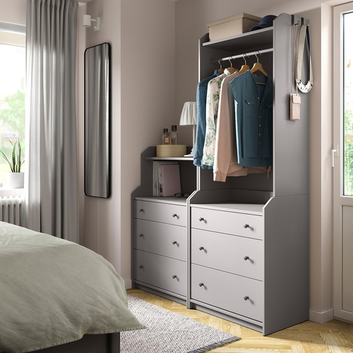 HAUGA Storage combination, grey, 140x199 cm