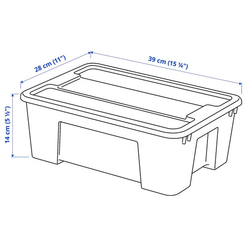 SAMLA Box with lid, transparent, 39x28x14 cm/11 l