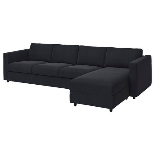 VIMLE Cover 4-seat sofa w chaise longue, Saxemara black-blue