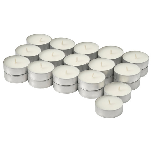 TRÅDCYPRESS Scented tealight, Fresh linen/white, 3.5 hr