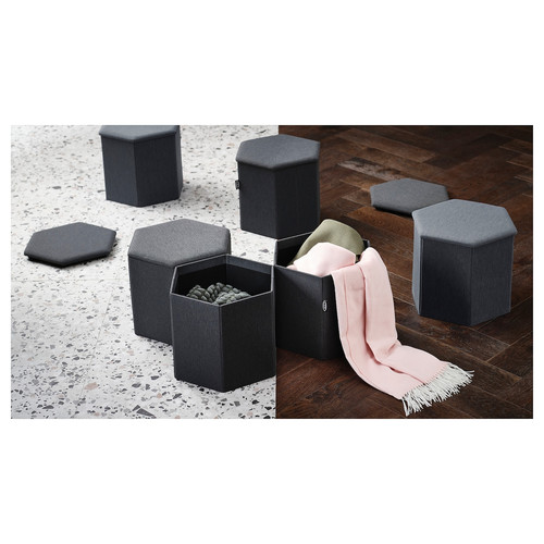 KJUGE Pouffe with storage, Knisa dark grey