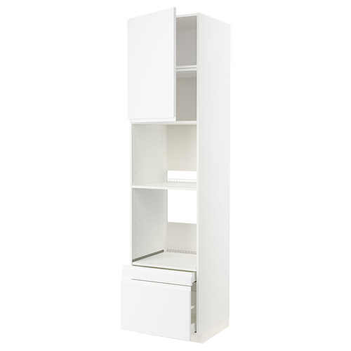 METOD / MAXIMERA Hi cab f ov/combi ov w dr/2 drwrs, white/Voxtorp matt white, 60x60x240 cm